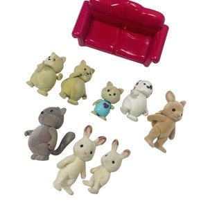 Lil Woodzeez & Calico Critters Sylvanian Family Loose Flocked Friends Lot of 9